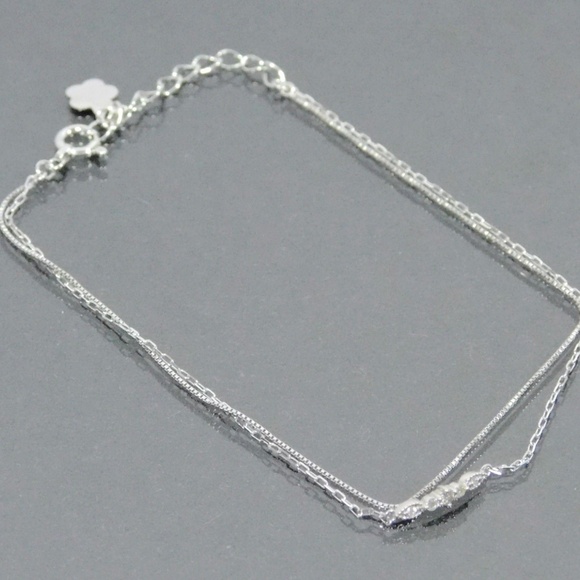 Authentic Natural 0.04ct 5 point Diamond K10 White Gold Bracelet 6.9 inch - Picture 3 of 11